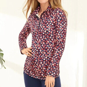 T by Talbots On the Move Floral Half Zip Top
